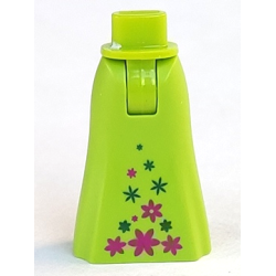 Mini Doll Hips and Skirt Full Length with Magenta and Dark Green Flowers Pattern - Thick Hinge Mini Doll Hips and Skirt Full Length with Magenta and Dark Green Flowers Pattern - Thick Hinge