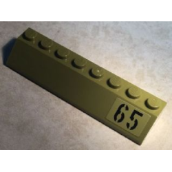 Slope 45 2 x 8 with Black '65' on Olive Green Background Pattern Model Left Side (Sticker) - Set 76017