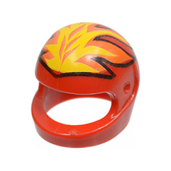Minifigure, Headgear Helmet Motorcycle (Standard) with Yellow and Orange Flames Pattern Minifigure, Headgear Helmet Motorcycle (Standard) with Yellow and Orange Flames Pattern