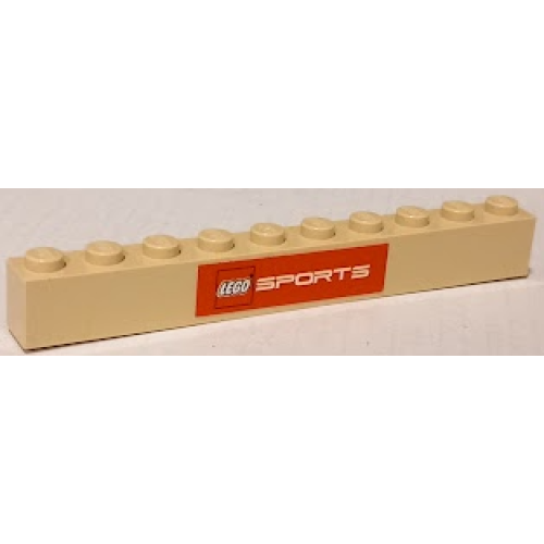Деталь LEGO 6111pb035 Brick 1 x 10 with LEGO Sports Logo on Red Background Pattern (Sticker) - Set 3579