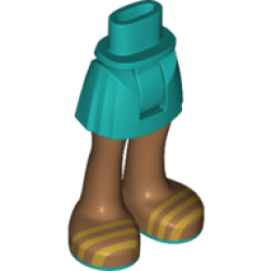 Mini Doll Hips and Skirt, Medium Nougat Legs and Open Sandals with Gold Straps and Dark Turquoise Soles Pattern - Thick Hinge Mini Doll Hips and Skirt, Medium Nougat Legs and Open Sandals with Gold Straps and Dark Turquoise Soles Pattern - Thick Hinge