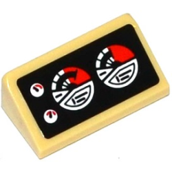 Slope 30 1 x 2 x 2/3 with 4 Red and White Gauges on Black Background Pattern (Sticker) - Set 76041