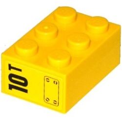 Brick 2 x 3 with '10T' and Hatch Pattern on End Model Left Side (Sticker) - Set 60076