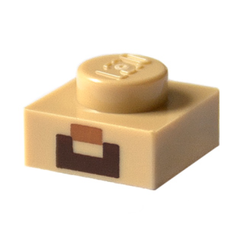 Деталь LEGO 3024pb002 Plate 1 x 1 with Nougat Rectangle and Reddish Brown Geometric Shape Pattern (Minecraft Steve Nose and Mouth)