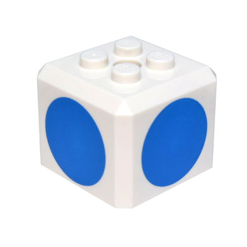 Деталь LEGO 66855pb04 Brick, Modified Cube, 4 Studs on Top with Blue Circle Pattern on All Sides (Super Mario Blue Toad Cap)