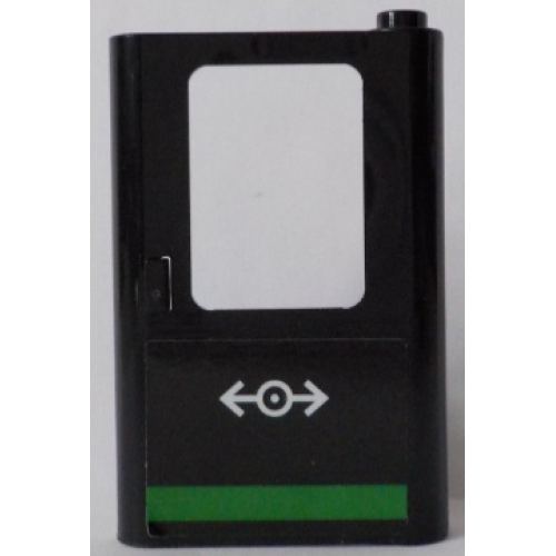 Деталь LEGO 4182pb056 Door 1 x 4 x 5 Train Right, Thin Support at Bottom with Train Logo and Green Horizontal Line Pattern (Sticker) - Set 60154