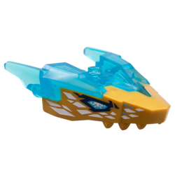 Dragon Head (Ninjago) Jaw Upper with Horns with Molded Pearl Gold Face and Printed Medium Azure Eyes and White Crystals Pattern Dragon Head (Ninjago) Jaw Upper with Horns with Molded Pearl Gold Face and Printed Medium Azure Eyes and White Crystals Pattern