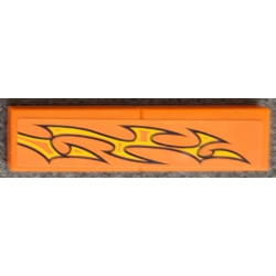 Stickered Assembly 4 x 1 with Yellow Flames Pattern Model Right Side (Sticker) - Set 8135 - 2 Tile 1 x 2 Stickered Assembly 4 x 1 with Yellow Flames Pattern Model Right Side (Sticker) - Set 8135 - 2 Tile 1 x 2