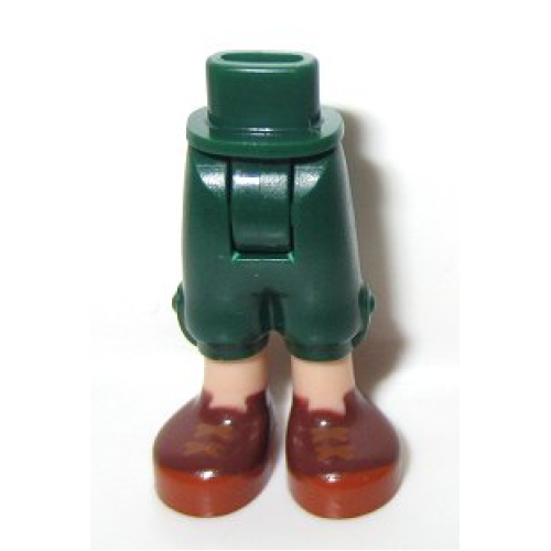 Деталь LEGO 92251c00pb06 Mini Doll Hips and Trousers Cropped with Light Nougat Legs and Reddish Brown Shoes with Dark Orange Soles and Laces Pattern - Thick Hinge