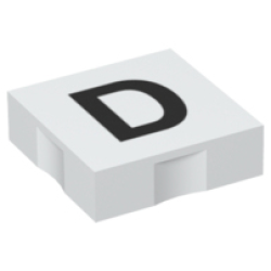 Duplo, Tile 2 x 2 with Black Capital Letter D Pattern