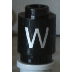Brick, Round 1 x 1 with Silver Capital Letter W Pattern Brick, Round 1 x 1 with Silver Capital Letter W Pattern