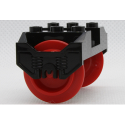 Train Wheel RC, Holder with Pin Slots with 2 Red Train Wheel RC Train with Pins (38339 / 38340)