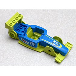 Duplo, Toolo Formula Car Chassis Assembly with Blue Top and Number 8 and Octan Logo Pattern