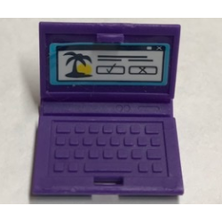 Minifigure, Utensil Computer Laptop with Palm Tree, Sun, Check Mark, and Cross on White Screen Pattern (Sticker) - Set 41314