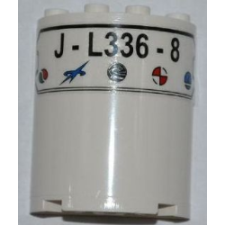 Cylinder Half 2 x 4 x 4 with 'J-L336-8' and 5 Logos Pattern (Sticker) - Set 3368 Cylinder Half 2 x 4 x 4 with 'J-L336-8' and 5 Logos Pattern (Sticker) - Set 3368