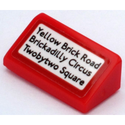 Slope 30 1 x 2 x 2/3 with 'Yellow Brick Road', 'Brickadilly Circus' and 'Twobytwo Square' on White Background Pattern (Sticker) - Set 10258