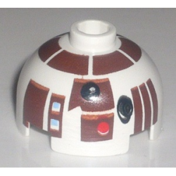 Brick, Round 2 x 2 Dome Top with Reddish Brown Panels Pattern (R7-D4)