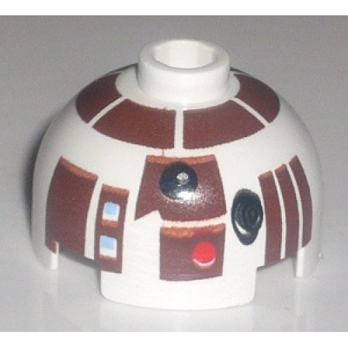 Деталь LEGO 553pb008 Brick, Round 2 x 2 Dome Top with Reddish Brown Panels Pattern (R7-D4)
