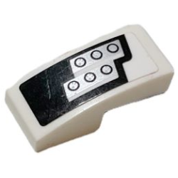 Slope, Curved 2 x 1 x 2/3 with 6 Silver Round Headlights on Black Background Pattern Model Right Side (Sticker) - Set 75872