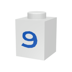 Brick 1 x 1 with Blue Number 9 Pattern