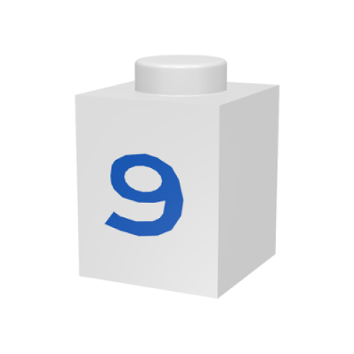 Деталь LEGO 3005pt9 Brick 1 x 1 with Blue Number 9 Pattern