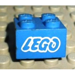 Brick 2 x 2 with Lego Logo Open O Style White Outline Pattern
