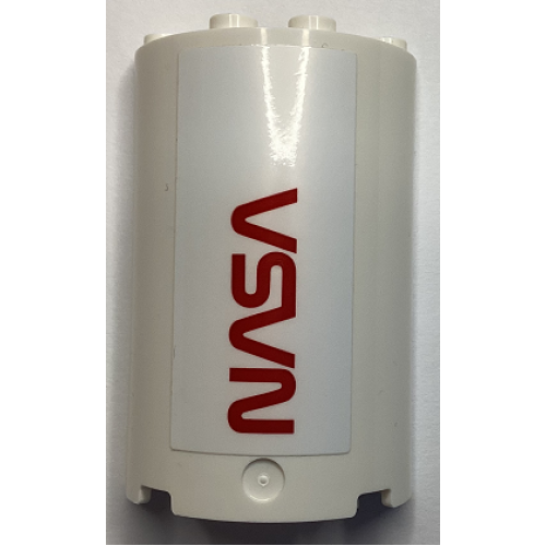 Деталь LEGO 85941pb034 Cylinder Half 2 x 4 x 5 with 1 x 2 Cutout with Red 'NASA' Pattern (Sticker) - Set 60351