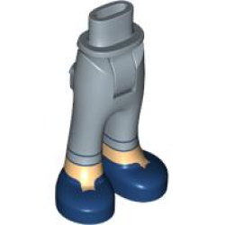 Mini Doll Hips and Trousers with Back Pockets with Medium Tan Ankles, 2 Dark Blue Stripes on Cuff, and Shoes with Gold Buckles Pattern - Thick Hinge