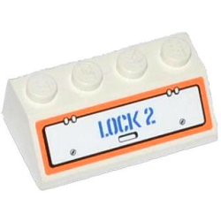 Slope 45 2 x 4 with Hatch and 'LOCK 2' Pattern (Sticker) - Set 60015