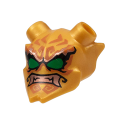 Minifigure, Visor Mask Ninjago Oni with Green Eyes, Copper Teeth, and Dark Orange Markings Pattern
