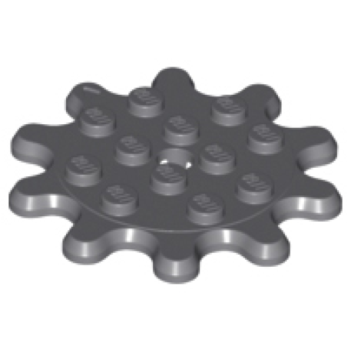 Деталь LEGO 35443 Plate, Round 4 x 4 Gear 10 Tooth - Dark Bluish Gray