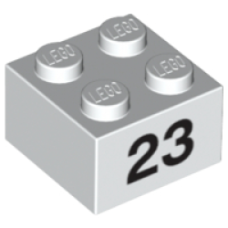 Brick 2 x 2 with Black Number 23 Pattern Brick 2 x 2 with Black Number 23 Pattern