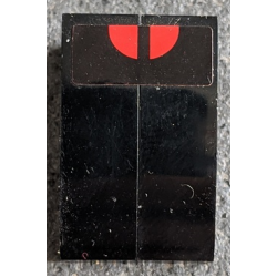 Stickered Assembly 3 x 2 x 1 with 2 Red Quarter Circles on Black Background Pattern (Sticker) - Set 8147 - 2 Slope, Curved 3 x 1