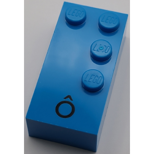 Деталь LEGO 60329pb03 Brick, Braille 2 x 4 with 4 Studs with Black Capital Letter O with Circumflex (Ô) (dots-1456 ⠹) (Portuguese)