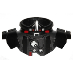 Minifigure Armor Shoulder Pads with Neck Protection with Silver and Red Pattern