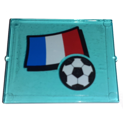 Glass for Window 1 x 4 x 3 with Flag of France and Soccer Ball Pattern (Sticker) - Set 3406