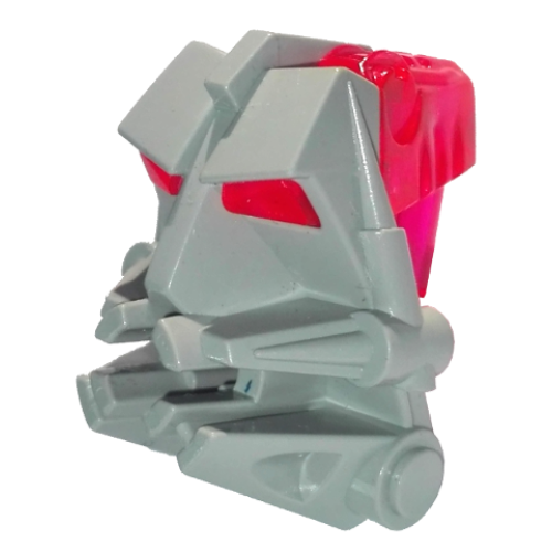 Деталь LEGO 32553c07 Bionicle Head Connector Block 3 x 4 x 1 2/3 with Trans-Dark Pink Eye / Brain Stalk (32553 / 32554) - Light Gray
