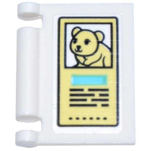 Деталь LEGO 24093pb073 Minifigure, Utensil Book Cover with Bright Light Yellow Sign, Hamster / Mouse, Medium Azure Rectangle, and Black Text Pattern (Sticker) - Set 42615