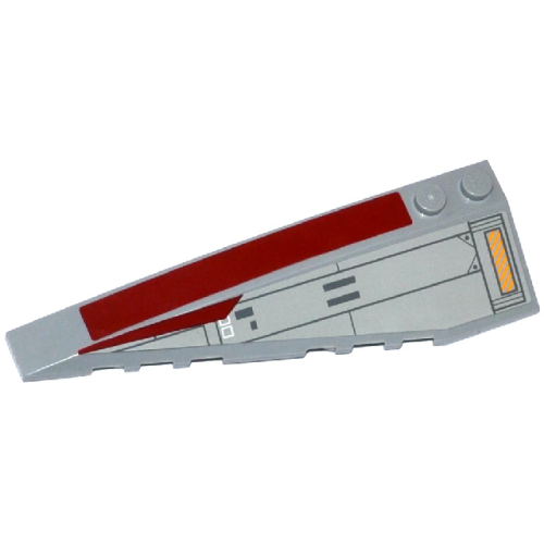 Деталь LEGO 50955pb019 Wedge 10 x 3 Left with Dark Red Stripe and SW V-Wing Starfighter Pattern (Stickers) - Set 75039