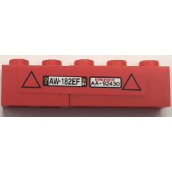 Stickered Assembly 5 x 1 x 1 with Licence Plates 'AW 182EF', 'AA 92430' and 2 Black Triangles Pattern (Sticker) - Set 8153 - 1 Brick 1 x 2, 1 Brick 1 x 3