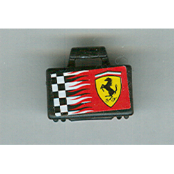 Minifigure, Utensil Briefcase with Checkered Ferrari Logo Pattern on Both Sides (Stickers) - Black
