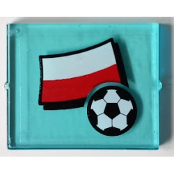 Glass for Window 1 x 4 x 3 with Flag of Poland and Soccer Ball Pattern (Sticker) - Set 3404