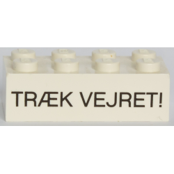 Brick 2 x 4 with 'TRÆK VEJRET!' Pattern