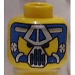 Minifigure, Head Alien with Blue and Silver Mask Type 2 Pattern