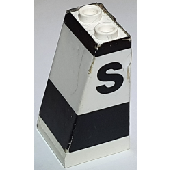 Slope 75 2 x 2 x 3 - Hollow Studs with Black Stripes and Letter S Pattern (Wraparound Sticker) - Set 1581-1