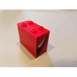 Stickered Assembly 4 x 2 x 2 2/3 with White and Black V-Pattern on Both Sides (Stickers) - Set 8664 - 1 Plate 2 x 4, 2 Brick 2 x 4, 4 Plate, Modified 1 x 2 with 1 Stud (Jumper)