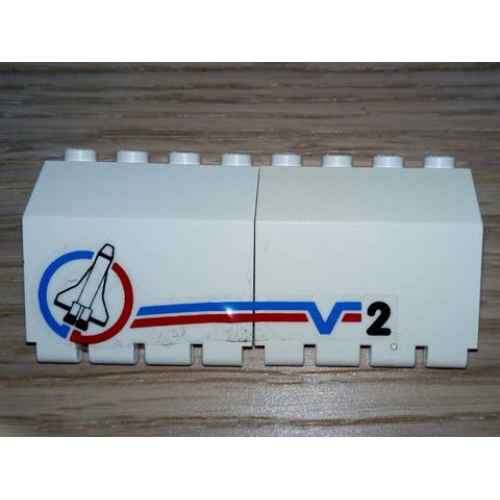 Деталь LEGO BA121pb02R Stickered Assembly 8 x 2 x 3 1/3 with Shuttle and Number 2 Pattern Model Right Side (Sticker) - Set 6339 - 2 Hinge Panel 2 x 4 x 3 1/3