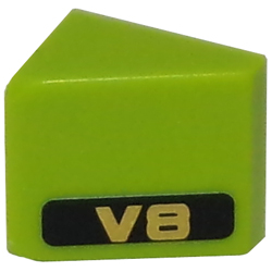 Slope 30 1 x 1 x 2/3 with Gold 'V8' on Black Background Pattern Model Left Side (Sticker) - Set 8147