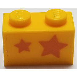 Brick 1 x 2 with Orange Stars, Big Star on Right Side Pattern (Sticker) - Set 40228