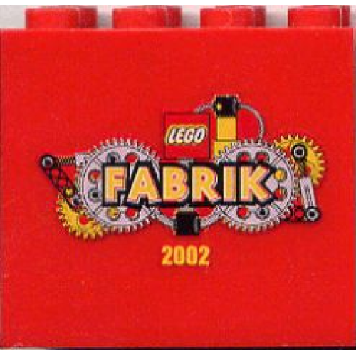 Деталь LEGO 30144pb002 Brick 2 x 4 x 3 with LEGO Fabrik 2002 Pattern